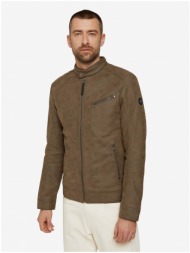 brown men`s leatherette jacket tom tailor - men`s