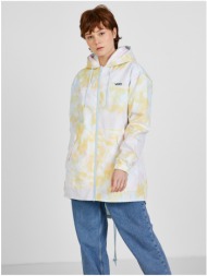 yellow-white women`s patterned double-sided lightweight jacket with hood vans - women