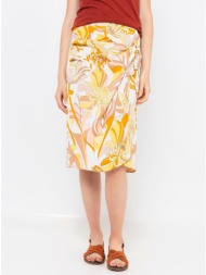 yellow-cream patterned skirt camaieu - women