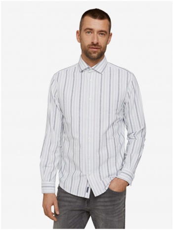light grey men`s striped tom tailor shirt - men`s σε προσφορά
