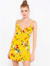 yellow floral short overall camaieu - women