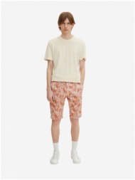 white-orange men`s patterned shorts tom tailor - men