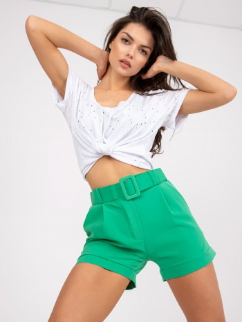 green elegant shorts with straight legs σε προσφορά
