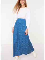 trendyol indigo polka dot patterned bell woven skirt