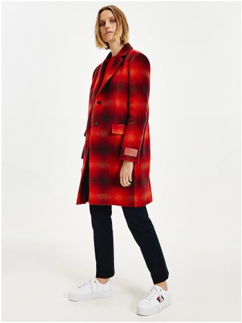 red women`s coat with wool tommy hilfiger - women σε προσφορά