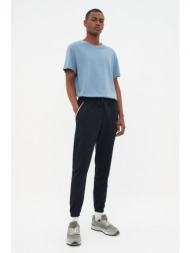 trendyol navy blue men`s regular fit printed tiered rubber leg sweatpants