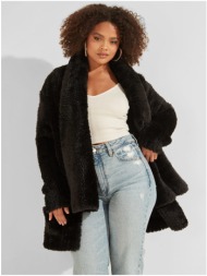 black women`s jacket made of artificial fur guess rebecca - women