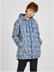 yellow-blue women`s floral double-sided hooded jacket vans mercy - women