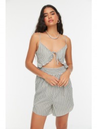 trendyol green striped cut out detailed jumpsuit