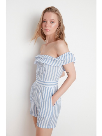 trendyol blue petite striped jumpsuit σε προσφορά
