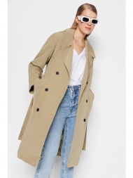 trendyol light khaki oversize belted trench coat