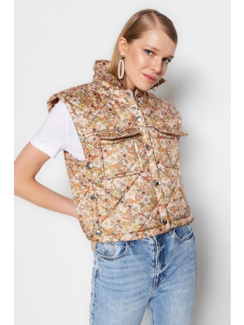 trendyol multicolor floral pattern quilted vest
