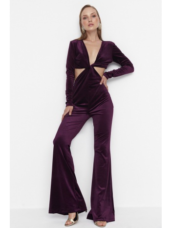 trendyol dark purple velvet jumpsuit σε προσφορά
