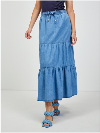 blue denim maxi skirt with ruffles orsay - women σε προσφορά