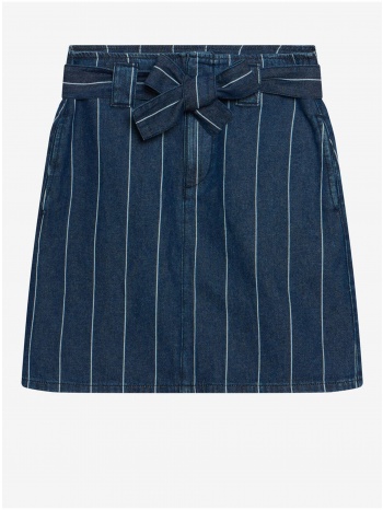 blue striped short denim skirt with orsay tie - women σε προσφορά