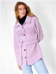 light purple shirt winter jacket with fringe orsay - women