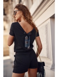 black jumpsuit with bow