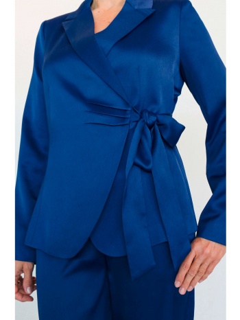 dark blue satin jacket with orsay tie - women σε προσφορά