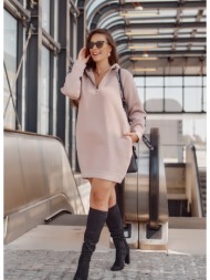 oversized cappuccino hooded tunic