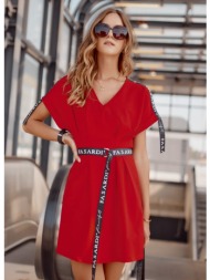 waist dress with red belt