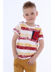 boy`s striped t-shirt with pocket / burgundy