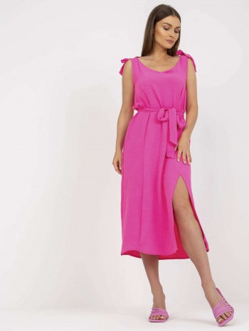 pink midi dress with slit rue paris σε προσφορά
