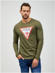 khaki men`s long sleeve t-shirt guess - men