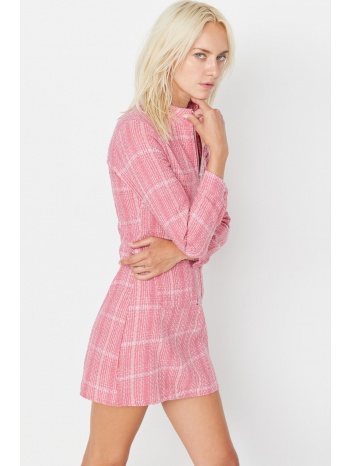 trendyol pink zipper and pocket detailed tweed dress σε προσφορά