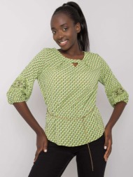 lady`s green blouse with pattern