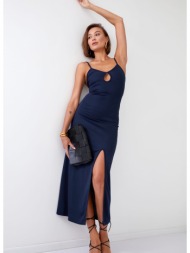simple maxi dress with straps and dark blue flyers