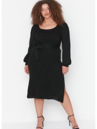 trendyol curve black balloon sleeve knitwear dress