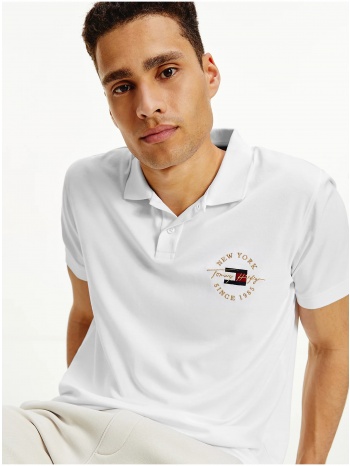 white mens polo t-shirt tommy hilfiger icon logo interlock σε προσφορά