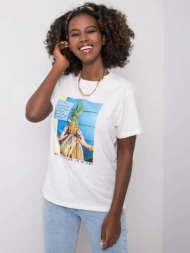 white cotton t-shirt with colorful print