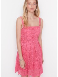 trendyol pink strap brode dress