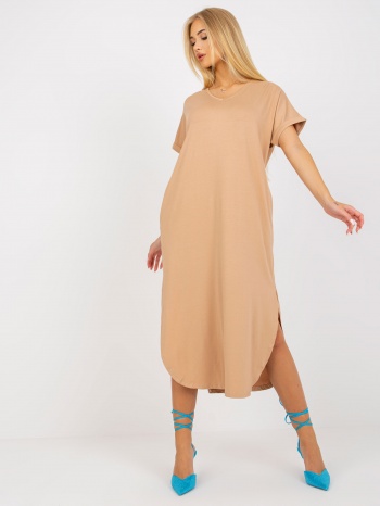 oversize camel dress with short sleeves oh bella σε προσφορά