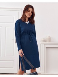 plus size dress with tie at the waist in dark blue
