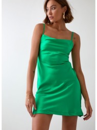 delicate minidress with green shoulder straps