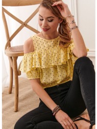 lemon short polka dot blouse