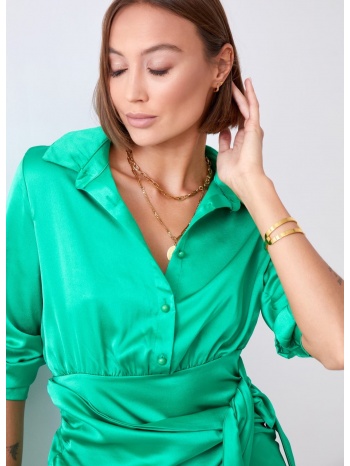 green shirt dress with tie at the front σε προσφορά