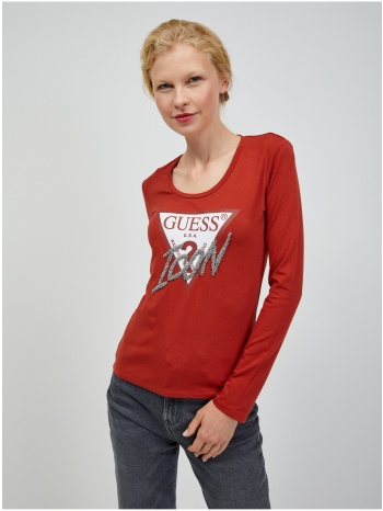 guess women`s red long sleeve t-shirt - women σε προσφορά