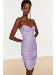 trendyol lilac pleated underwire detailed woven dress