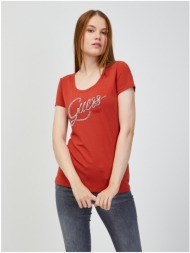 red women`s t-shirt guess bryanna - women