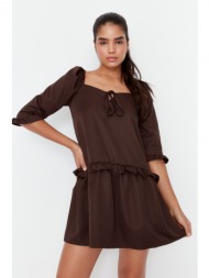 trendyol brown frilly dress