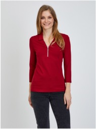 red t-shirt with three-quarter sleeve orsay - women