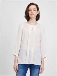 cream blouse with three-quarter sleeve camaieu - women