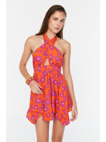trendyol floral patterned tie back detailed beach dress σε προσφορά
