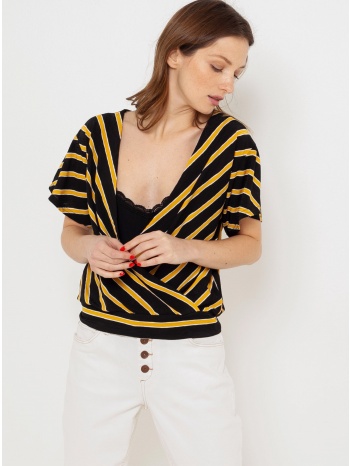 black-yellow striped blouse with folding camaieu - ladies σε προσφορά