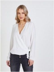 cream women`s blouse with decorative sleeves camaieu - ladies