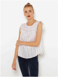 white striped blouse with ruffles camaieu - women