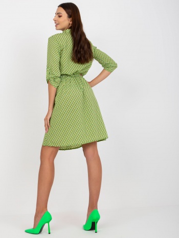 green patterned casual dress with 3/4 sleeves σε προσφορά